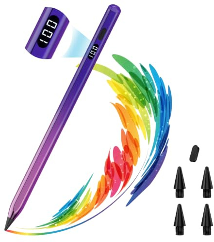 MoKo Stylus Für iPad 2018-2026, USB-C Ladestift Mit LED-Anzeige | Neigungserkennung,Handballenerkennung,Für iPad 11/10/9/8/7/6,Air M4/M3/M2/5/4/3,Pro 13/12.9/11,Mini 7/6/5,FarbvfLila
