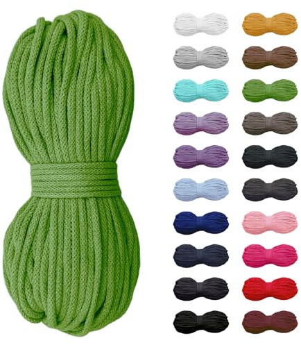 5m Baumwollkordel 5mm, Kordel, Schnur, Turnbeutel, 21 Farben (Grün)