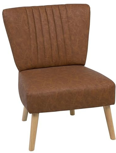 Beliani Bequemer Sessel im Retro Stil Kunstleder braun Vaasa