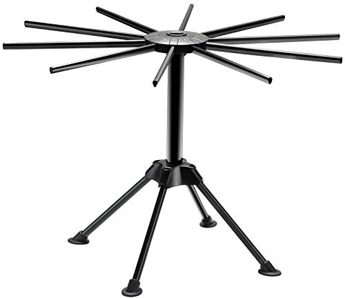 Ourokhome Collapsible Pasta Drying Rack, Plastic Foldable Homemade Fresh Spaghetti Stand Dryer Noodle Hanger for Kitchen with 10 Arms, Stable, Easy Storage, Quickly Set Up (Black)