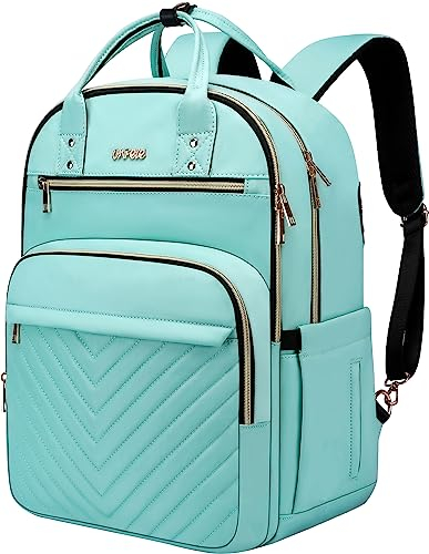 Laptop-Rucksack für Frauen Männer, Reise-Arbeit Laptop-Tasche mit USB-Anschluss, 17.3 Zoll Anti Diebstahl Computer Rucksack Geldbörse, große Unisex Casual Daypack Hellgrün