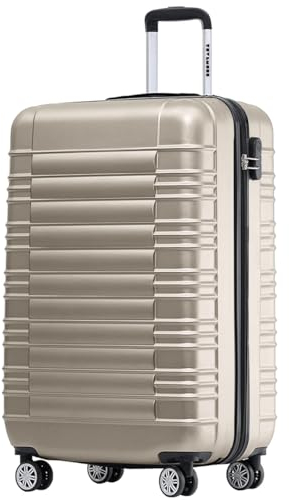 TRVLMORE Koffer & Trolleys - Handgepäck Koffer - Reisekoffer Mit Rollen - Handgepäck Trolley 55x40x20, Hartschalenkoffer Klein, Koffer Handgepäck 55x40x20 Leicht, Trolley Handgepäck, Suitcase, Sekt
