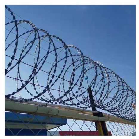 Alambre Espino Galvanizado Alambre de púas de afeitar, rollo de cerca de acero inoxidable galvanizado, bobinas en espiral estiradas para jardín para sitios seguros al aire libre, fácil de doblar