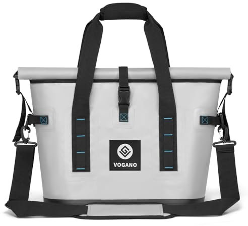Vogano Weiche Kühltasche für 40 Dosen, isoliert, auslaufsicher, große Kühltasche mit Roll-Top-wasserdichter Dichtung, tragbare Eistruhe für Camping, Strand, Reisen, Picknicks, 12 Stunden Kältehaltung