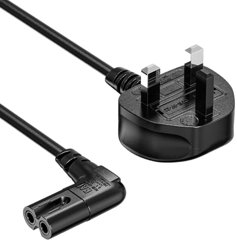 2M longer Samsung TV Power Cord Replacement for Samsung TV 24 32 40 43 48 49 50 55 60 65, UN40 UN43 UN48 Charger Cable, LG/TCL/Sony 90 Degree Angled 18AWG 2-Prong to L-Shaped C7 Power Cord