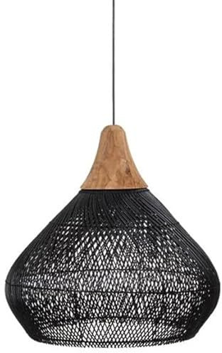 USMCPQVXN Lámpara Colgante de Ratán, de Madera Y Mimbre Negro, de Bambú, Estilo Rústico Vintage, Estilo Jaula, para Comedor, Cocina, Isla, Sala de Estar Y Dormitorio./Estilo B