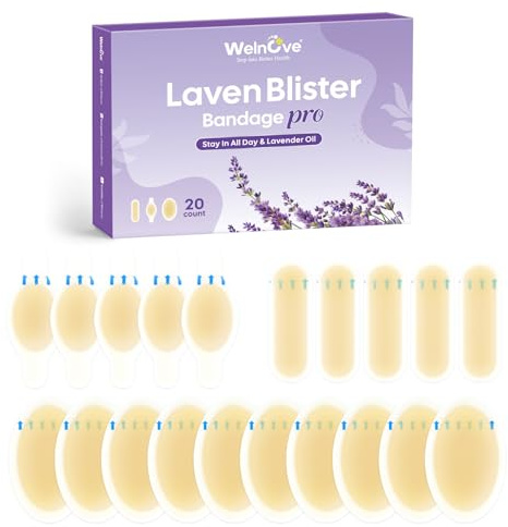 Welnove 20pcs Hydrokolloid Pflaster - Blasenpflaster für Ferse & Zeh - Wasserdichte Hydrokolloid-Verbände - Vorbeugung & Regeneration für Reise, Party & Sport