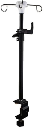 perfeclan Table Clamp IV Pole Stand with 4 Hooks, Adjustable Height Feeding Tube Holder, Intravenous Drip Bag Stand Feeding Tube Holder, Bedside IV Pole Table Clamp for Hospital & Home Care