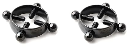 Morsetti per capezzoli in acciaio inox per donna e uomo, circolari, regolabili Morsetto per il corpo, stimolatore non piercing per capezzoli, gioielli per il corpo (stile nero) L1-BT1