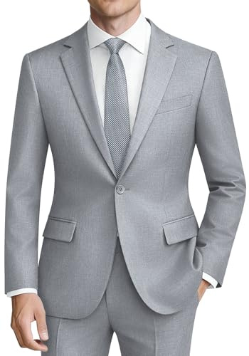 Mens Suits 2 Piece Slim Fit Business Casual ONE Button | Mens Blazer Trousers Set Wedding Party Dress Suit