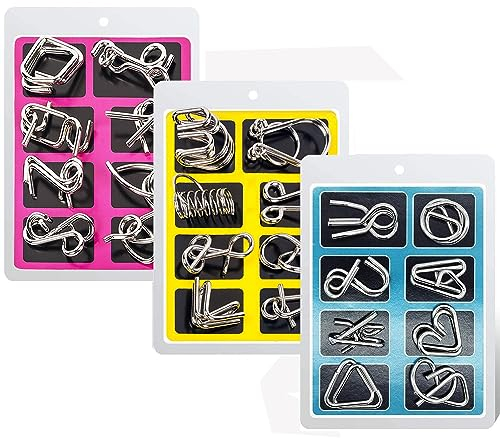 AiYoYo 24 Stück Knobelspiel für Erwachsene und Kinder Geduldspiele IQ Spiele Puzzle 3D Brainteaser Metall Puzzle mitgebsel Jungen Mädchen Spielzeug Geschenk für Weihnachten Ostern Geburtstag