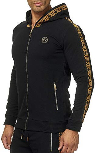 RED BRIDGE Huvtröja för män med huva och sweatjacka med dragkedja, svart, XXL