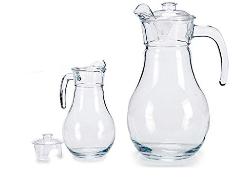 Glaskrug 1,8 L mit Deckel Wasserkrug Glaskaraffe Karaffe Krug Saftkrug Viva-18