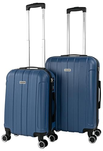ITACA - Juego Maletas De Viaje rígidas Trolley con Candado de Combinación y 4 Doble Rueda 360° Set Maletas De Viaje Ligeras y Resistentes, Azul Vaquero