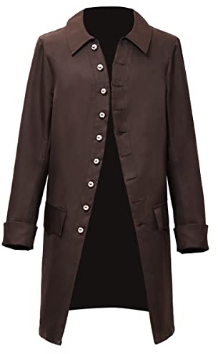 BLESSUME Abrigo retro vintage para hombre, chaqueta de disfraz de manga larga (marrón 1, XL)