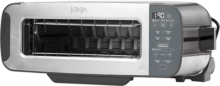Ninja Foodi 3-in-1 Tostapane, con Griglia e Pressa per Panini, 7 Funzioni di Cottura, 7 Livelli di Tostatura, Include Teglia e Vassoio Raccogli Briciole, Acciaio Inox ST202EU