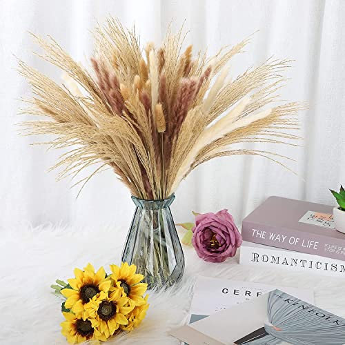 AVRYN Blumenstrauß,Trockenblumen100 STÜCKE 44 cm Pampasgras Mix Bouquet, Künstliche Trockenpflanzen Blumen for Haus Bauernhaus Hochzeit Vase Blumenarrangements (Color : Multicolor)