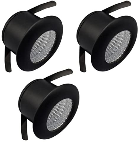 Shop SoftAir® 3 Pezzi Mini Faretti Spot LED Colore Nero Neri da Incasso 3W Luce Calda Naturale Fredda Foro 27mm Interni Cartongesso con Trasformatore (Luce Naturale 4000k)
