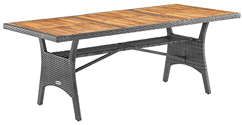 CASARIA® Mesa de Jardín Comedor 190x90cm Madera de Acacia Certificado FSC® Mueble Terraza Patio Gris