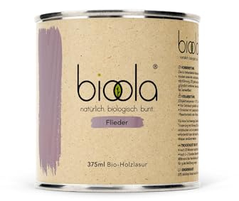 BIOOLA® colour - 100% natürlich-biologische Lasur für Kinderspielzeug sowie Holz und Möbel im Wohn- & Schlafbereich - vegan & plastikfrei - Flieder, 375 ml