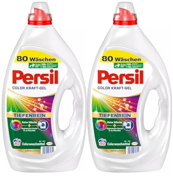 Persil Color kraftgel (2 x 80 tvättladdningar), flytande tvättmedel med djupren teknik, färgtvättmedel för ren tvätt och hygienisk friskhet för maskinen, effektiv från 20 °C