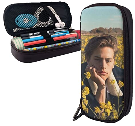 Hero Fiennes-Tiffin Trousse à crayons en cuir avec compartiments Grande pochette de rangement pour bureau collège, couleur, 5.0cm*10.5cm*20.5cm, trousse à crayons