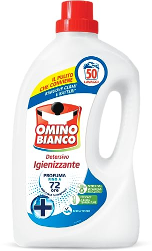 Omino Bianco - Detersivo Lavatrice Igienizzante Liquido, 50 Lavaggi, Igienizza i Capi e Rimuove Germi e Batteri, 2000 ml