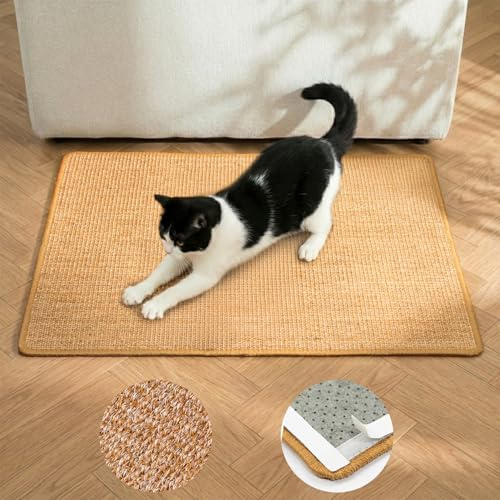 Conlun Cat Scratcher Mat,Sisal Cat Scratch Pad Rug,Wall Scratchers for Indoor Kitten Scratching&Stretching,Furniture Protector for Post&Sofas&Couch&Carpets&Floor,Kitty Bithday Gifts,Medium,Brown