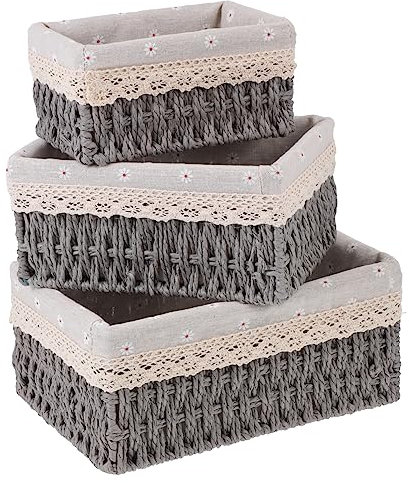 AOKWAWALIY 3St Aufbewahrungskorb aus Rattan tabletts für couchtisch Kosmetik gewebt Wohnkultur Körbe für Kleinigkeiten Aufbewahrungskörbe für drinnen Haushalt Einkaufskorb Dekorationen Weide