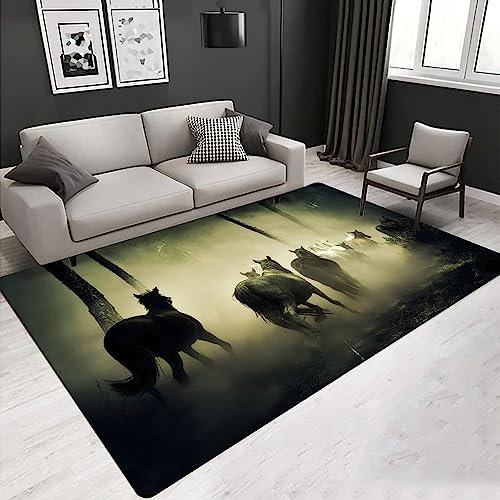Waldtier Elch Teppich Kinderteppich Wohnzimmerteppich Schlafzimmerteppich 3D-Gedruckter Superweicher Flanellteppich 160 X 230 cm -Polyester-Soft-Touch,Leicht Zu Reinigen -3N4I/B5L