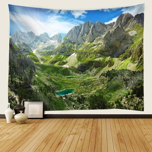 Mesnt Wandteppich Berg, Berge Landschaft Wandteppiche für Wohnzimmer Schlafzimmer, Wohnkultur, 260x240cm