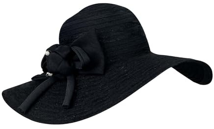 Sonnenhüte Damen, Atmungsaktiv mit Loch Zopf Sonnenschild Sonnenhut Strandhut Breite Krempe Großer Kopf Faltbar Uv Schutz 50 Sommerhut Sonnenhüte Schwarz Elegant Leicht Strohhut