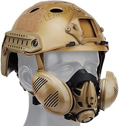 ANSNOW Pj Type Verstellbarer Schnellhelm Und Airsoft-Schutzmaske Mit Atemschutz, Kombi-Set, Ausgestattet Mit Seitenschienen Und Multifunktionaler Nvg-Schutzhalterung