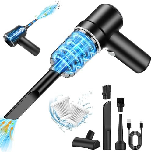 Aspirapolvere a mano senza fili, mini aspirapolvere per auto, 15000 PA 2 in 1, aspirapolvere e ventola, 120 W, potente aspirapolvere a mano per auto, casa, cucina, peli di animali, uso umido e secco