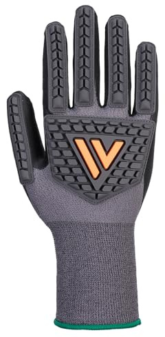 Portwest A715 Impact 15 Nitrile Micro Foam Work Safety Gloves Impact Protection Touchscreen Compatible Grip Durable 15 Gauge ESD Liner Hand Protection, Black, S