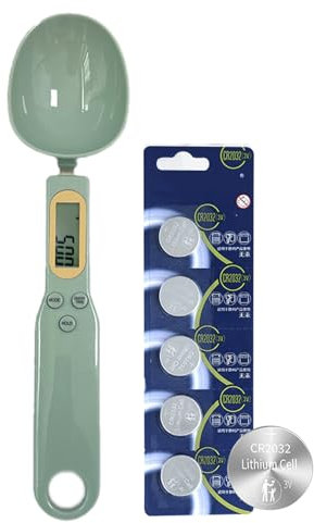 Liuer Cuchara Medidora Gramos,Cuchara Escala Digital Cuchara de Medición Cuchara Medidora Digital,Báscula de Cuchara 500 g (0.1 g) para Alimentos para Perros,Especias y Alimentos (Verde claro)