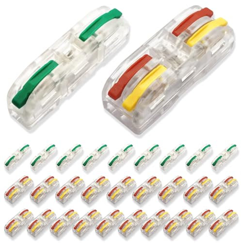 RYHHH Lever-Nut Surtidas Conector, 30 Pcs Bloque De Terminales De Barra De Presión Bilateral, Rápido y Conveniente, Adecuado Para Varios Cableados De Bricolaje, Cableado De Iluminación