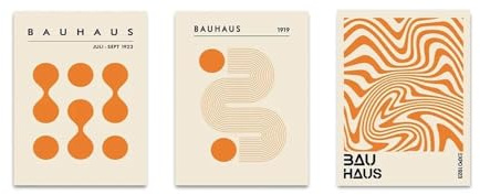 XENITE Wandkunst-Leinwanddrucke 3 Stücke Bauhaus Poster Orange Grün Blau Rosa Geometrische Bild Druck Moderne Abstrakte Wand Rahmenlose Dekoration Malerei(EIN,30x40cm)