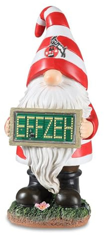 1. FC Köln Gartenzwerg EFFZEH Leuchtend – offizieller FC Köln Fanartikel – Deko Gartenzwerg mit Licht – Fußball Gartenfigur wetterfest – Geschenk für FC Fans