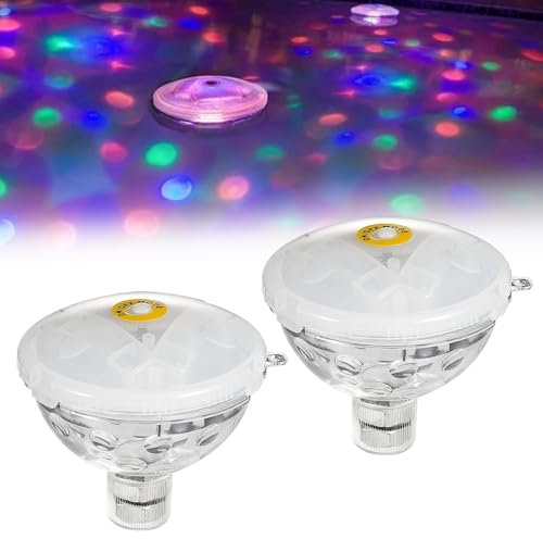 2 pcs Illuminazione per Piscina a LED Galleggiante, Luce Galleggiante Piscina, Lampade Galleggianti per Piscina, Lampada per Illuminazione da Bagno LED Multicolore 5 Modalità, Alimentata Batteria
