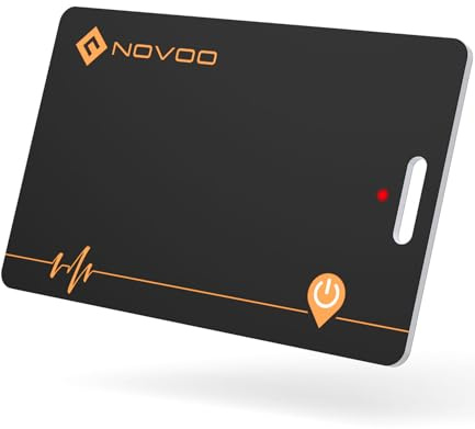 NOVOO Wallet Tracker Card, Rechargeable Wallet Finder (Wireless Charging), Bluetooth Tracking Card - 1.9mm Thin, IP68 Waterproof(Only IOS, Apple Find My) Anti-loss GPS Air Tag for Passports, Luggage