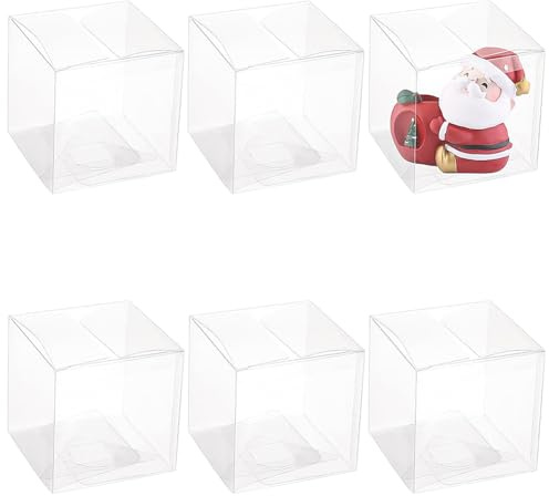 BENECREAT 6 transparente Geschenkboxen 9 x 9 x 9cm Klare Plastikgeschenkboxen Kunststoff Aufbewahrungsbehälter Für Verpackungen Würfel Für Geburtstage Hochzeiten Partys