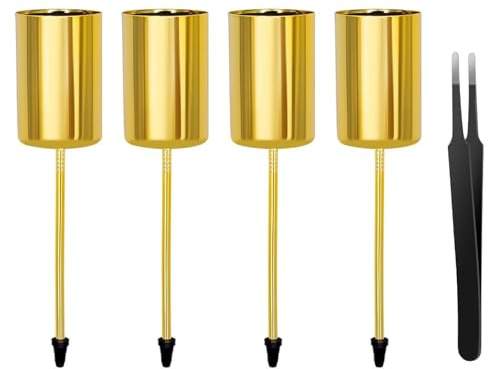 4 Stück Gold Adventskranz Kerzenhalter für Stabkerzen, Stabkerzenhalter Christmas Weihnachten Deko,Kerzenleuchter,Saisonale & Nordische Dekoration Zum Basteln gut geeignet （ Enthält Pinzen）
