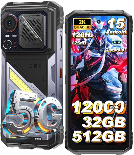 HOTWAV Hyper 8 Pro Telephone Portable Incassable 5G, 32Go+512Go/TF 1To Smartphone Android 15, 12000 mAh, 6.78 FHD+ 120Hz, Caméra 108MP Telephone Incassable, IA, Octa-Core, Double SIM, NFC, IP68/IP69K