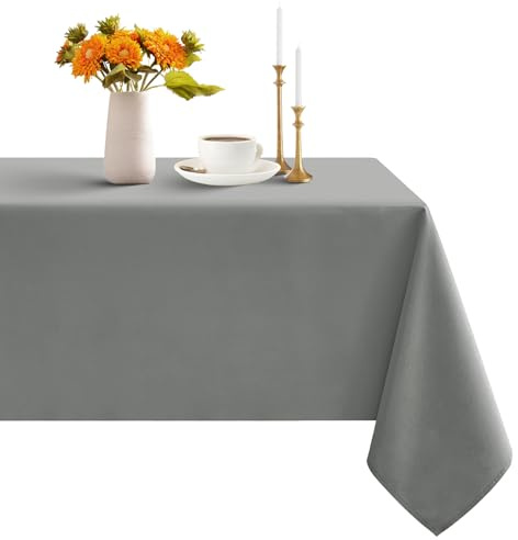 Romanstile Mantel Mesa Rectangular Pequeño 100x140 cm, Gris, Elegante de Poliéster Antimanchas, Lavable y Reutilizable, para Pascua, Primavera, Fiestas, Reuniones Familiares, Bodas, Cocina y Exterior