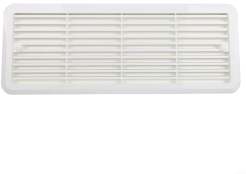 Griglia per valvola di raffreddamento per frigorifero in camper e roulotte, 483 x 186 mm, resistente alle intemperie, in plastica ABS, facile da montare senza attrezzi, codice OE 62445480 (bianco)