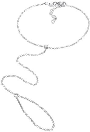 Elli armband dam handkedja basic med kristaller i 925 sterlingsilver, 160, Sterlingsilver, kristall