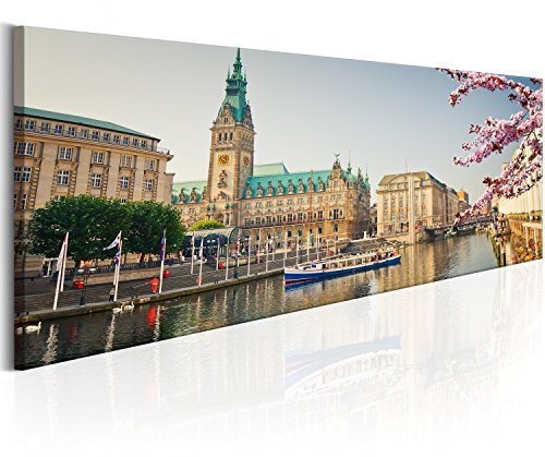 murando - Leinwandbild Stadt Hamburg Rathaus, 150x50 cm, 1-teilig, modern | Hochwertige Leinwand, sofort aufhängbar, ideal fürs Wohn- oder Schlafzimmer, wasserfest und lichtecht, langlebig, stilvoll