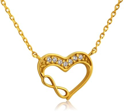LillyMarie Goldene Herzform-Halskette Mit Unendlichkeitssymbol Und Edelsteinen Für Frauen