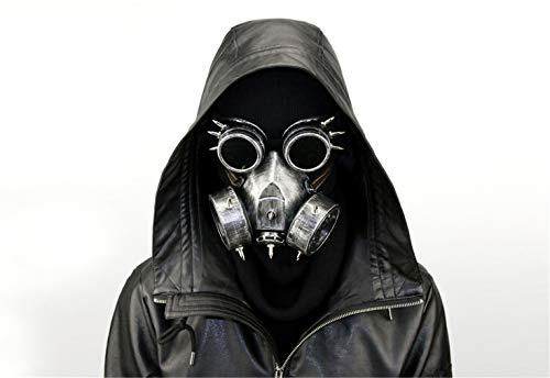 Ulalaza Steampunk Gasbrille Maske Retro Gothic Punk Zombie Soldaten Schädel Maske für Halloween Cosplay Requisiten